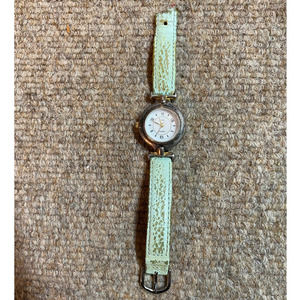 Turquoise silver watch with leather band